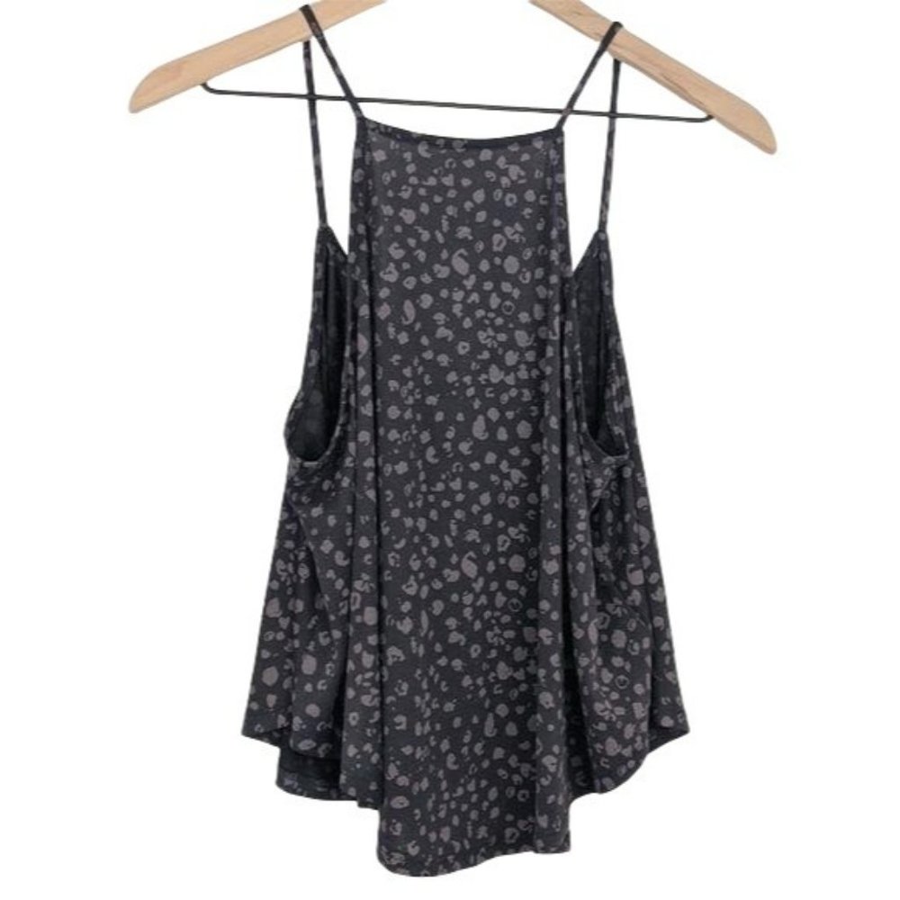 silence and noise black grey cheetah print hi neck tank top extra small MSRP 34